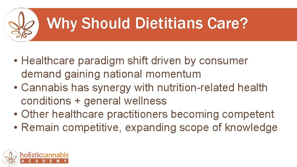 Why Should Dietitians Care? • Healthcare paradigm shift driven by consumer demand gaining national