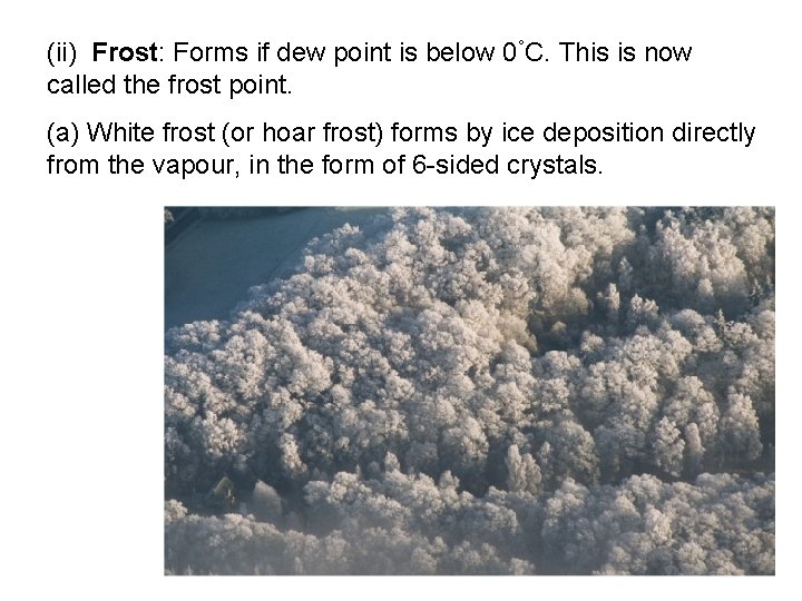 (ii) Frost: Forms if dew point is below 0°C. This is now called the