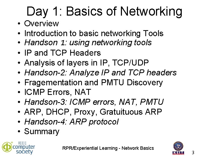Experiential Learning Workshop on Basics of Network Layer