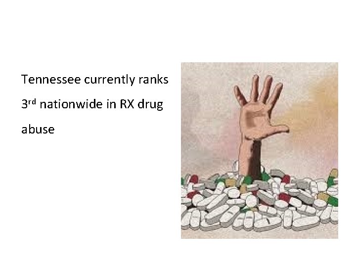Tennessee currently ranks 3 rd nationwide in RX drug abuse 