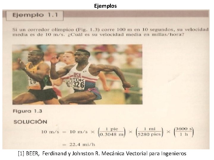 Ejemplos [1] BEER, Ferdinand y Johnston R. Mecánica Vectorial para Ingenieros 