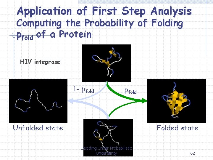 Application of First Step Analysis Computing the Probability of Folding pfold of a Protein