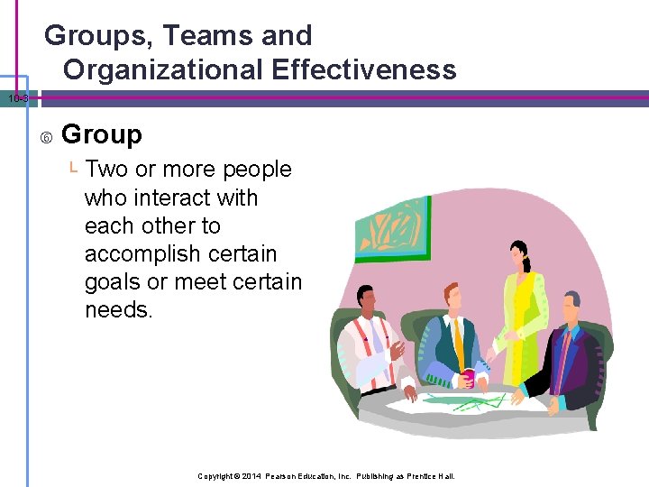 Groups, Teams and Organizational Effectiveness 10 -3 Group └ Two or more people who