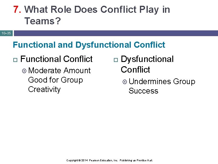 7. What Role Does Conflict Play in Teams? 10– 35 Functional and Dysfunctional Conflict