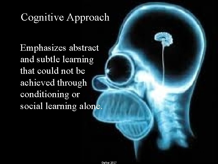 Cognitive Approach Emphasizes abstract and subtle learning that could not be achieved through conditioning