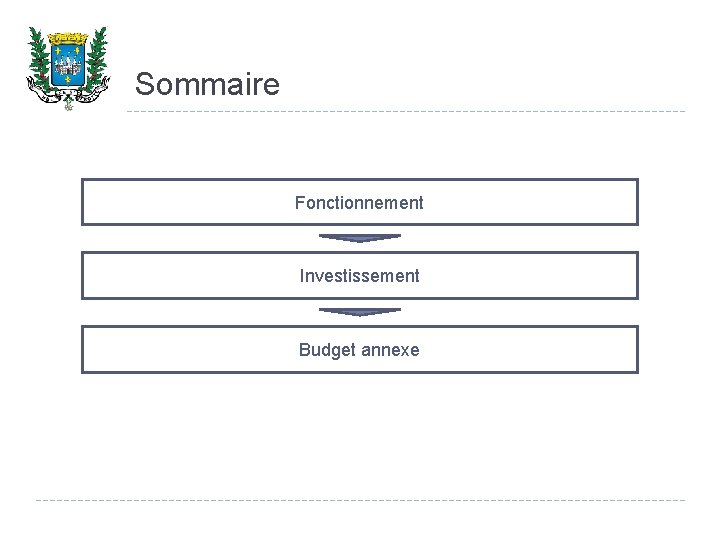 Sommaire Fonctionnement Investissement Budget annexe 