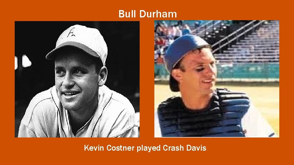 Bull Durham Kevin Costner played Crash Davis 