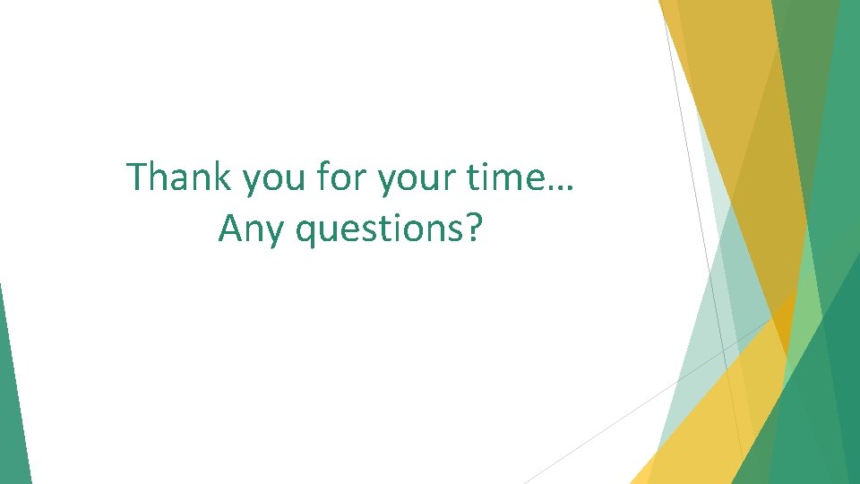 Thank you for your time… Any questions? 