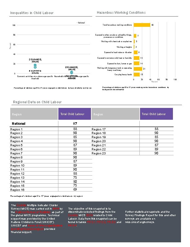Hazardous Working Conditions Inequalities in Child Labour Percent National 100 Total hazardous working conditions