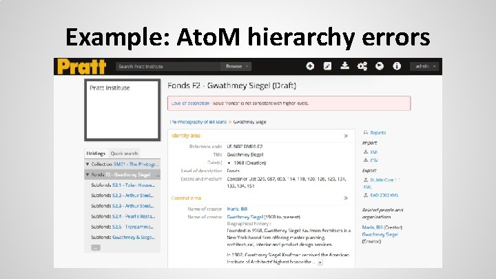 Example: Ato. M hierarchy errors 