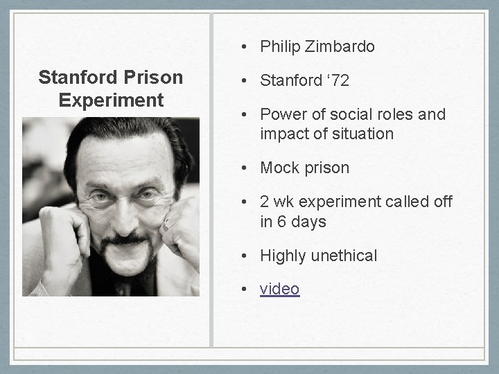  • Philip Zimbardo Stanford Prison Experiment • Stanford ‘ 72 • Power of