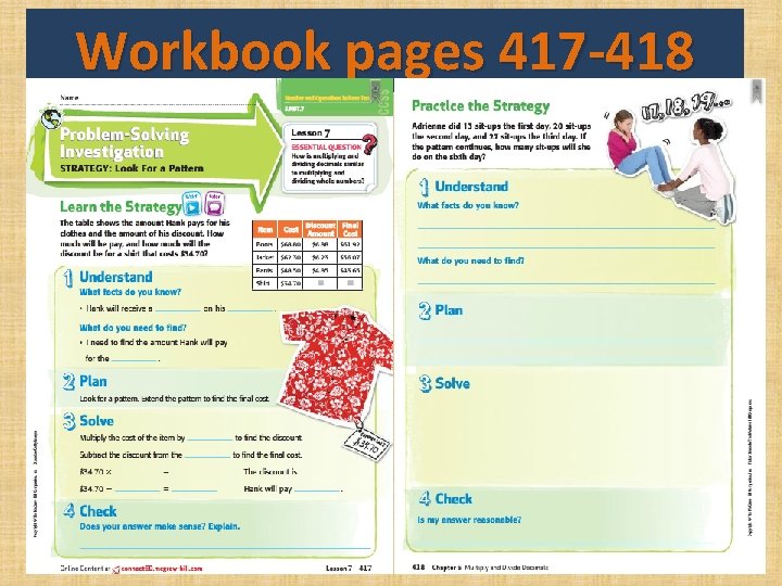 Workbook pages 417 -418 