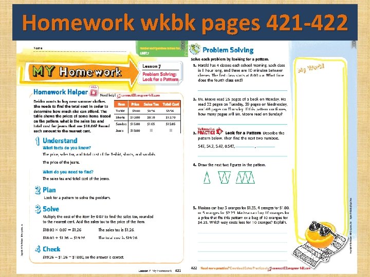 Homework wkbk pages 421 -422 