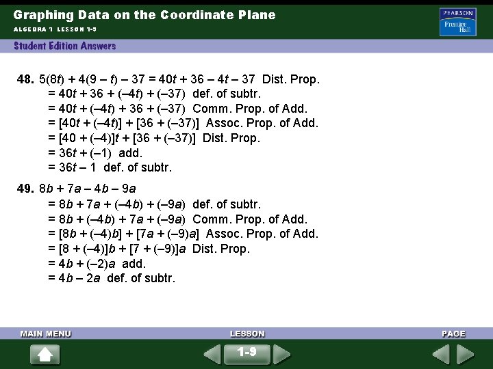 Graphing Data on the Coordinate Plane ALGEBRA 1 LESSON 1 -9 48. 5(8 t) Graphing Data on the Coordinate Plane ALGEBRA 1 LESSON 1 -9 48. 5(8 t)