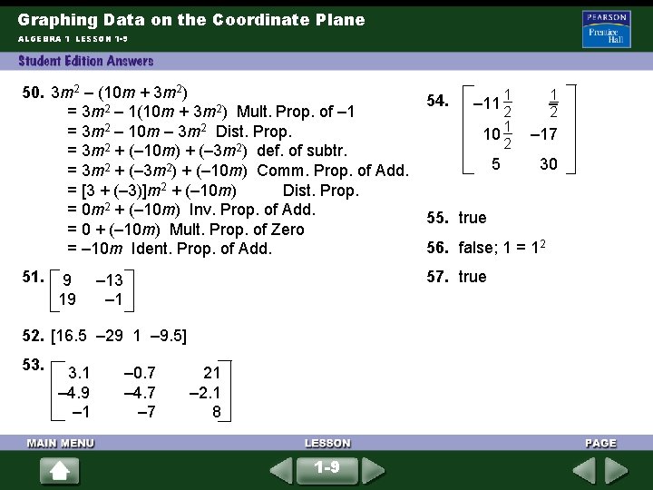 Graphing Data on the Coordinate Plane ALGEBRA 1 LESSON 1 -9 50. 3 m Graphing Data on the Coordinate Plane ALGEBRA 1 LESSON 1 -9 50. 3 m