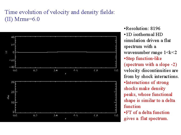 Time evolution of velocity and density fields: (II) Mrms=6. 0 • Resolution: 8196 •