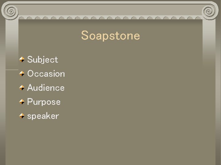 Soapstone Subject Occasion Audience Purpose speaker 