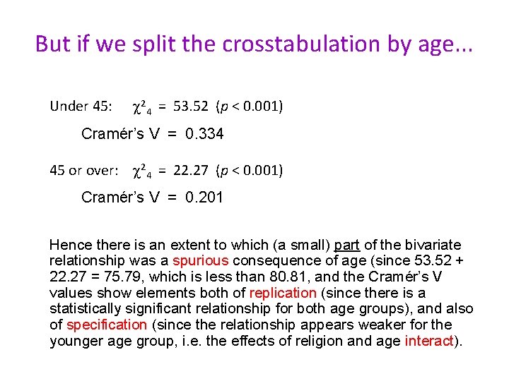 But if we split the crosstabulation by age. . . Under 45: 24 =