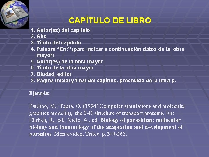 CAPÍTULO DE LIBRO 1. Autor(es) del capítulo 2. Año 3. Título del capítulo 4.