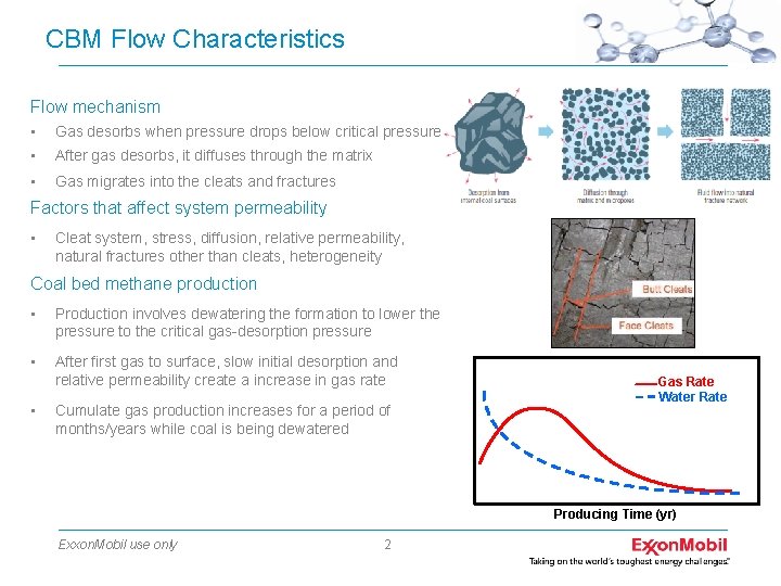 CBM Flow Characteristics Flow mechanism • Gas desorbs when pressure drops below critical pressure