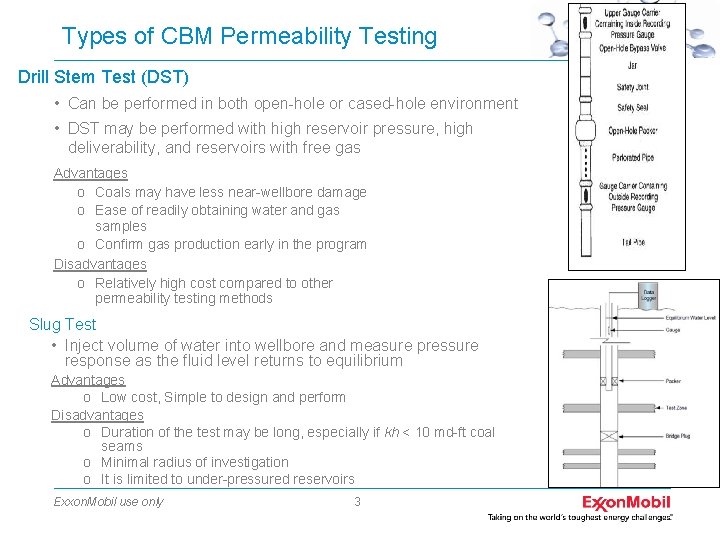 Types of CBM Permeability Testing Drill Stem Test (DST) • Can be performed in