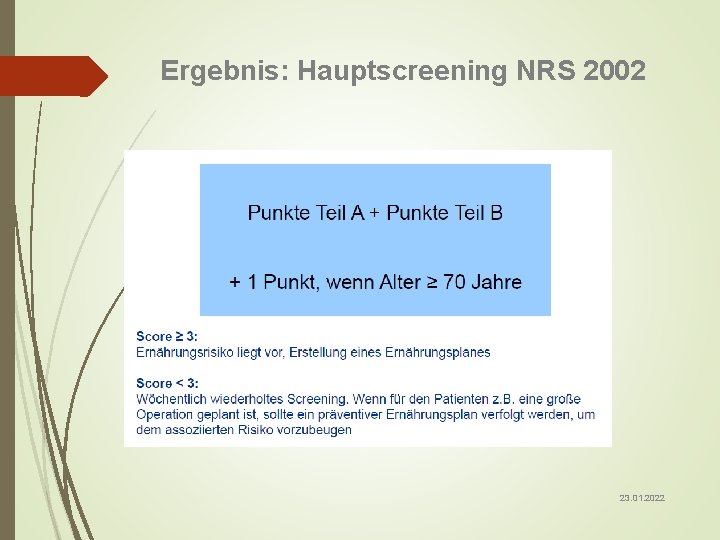 Ergebnis: Hauptscreening NRS 2002 23. 01. 2022 