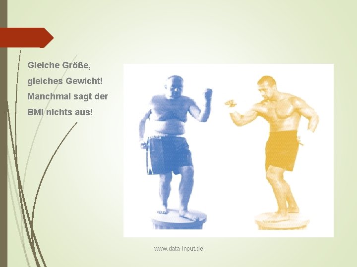 Gleiche Größe, gleiches Gewicht! Manchmal sagt der BMI nichts aus! www. data-input. de 