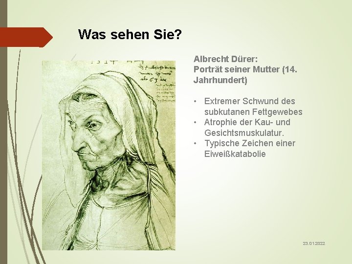 Was sehen Sie? Albrecht Dürer: Porträt seiner Mutter (14. Jahrhundert) • Extremer Schwund des