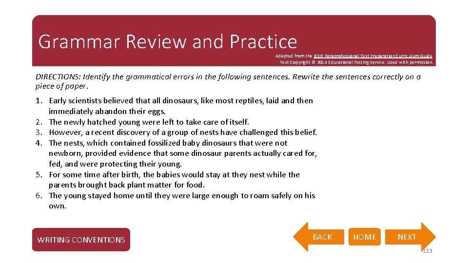 Grammar Review and Practice Adapted from the ICCB Paraprofessional Test Preparation Curriculum Guide Text