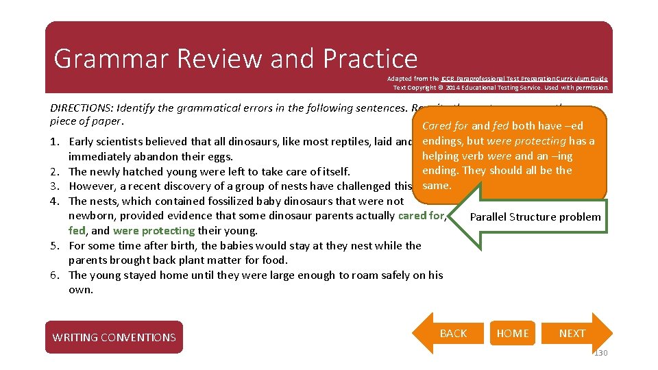 Grammar Review and Practice Adapted from the ICCB Paraprofessional Test Preparation Curriculum Guide Text