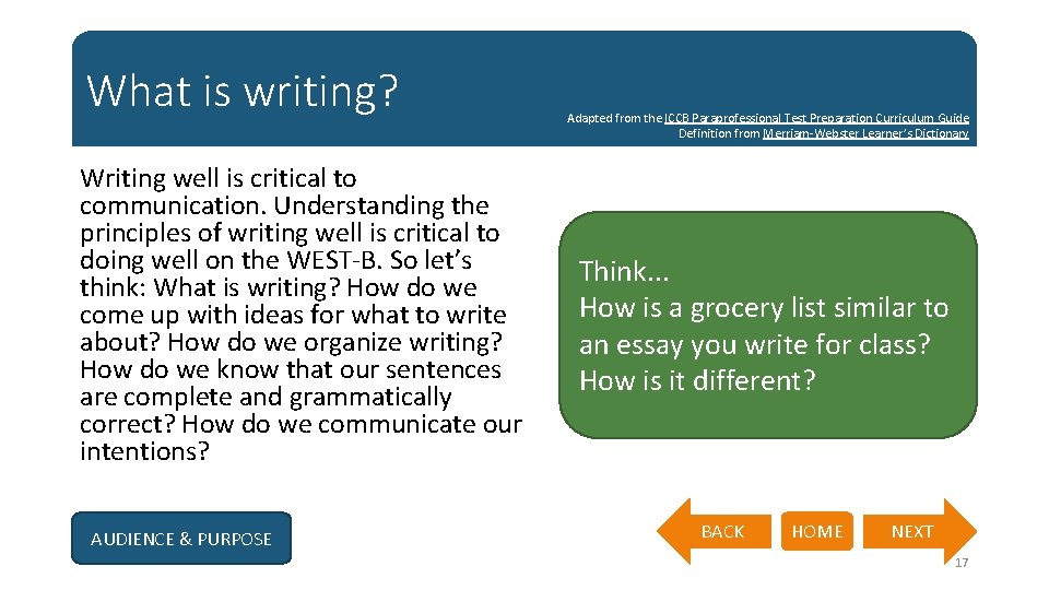 What is writing? Writing well is critical to communication. Understanding the principles of writing