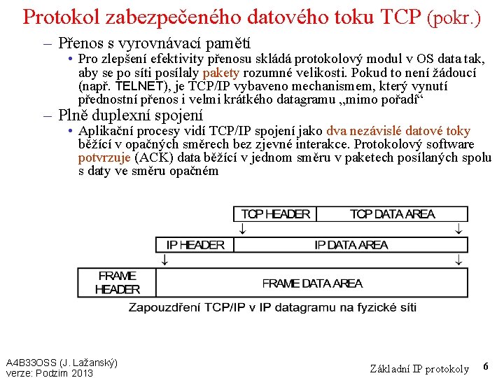 Protokol zabezpečeného datového toku TCP (pokr. ) – Přenos s vyrovnávací pamětí • Pro