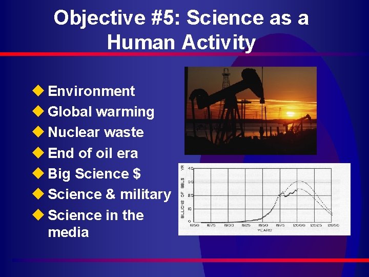 Objective #5: Science as a Human Activity u Environment u Global warming u Nuclear