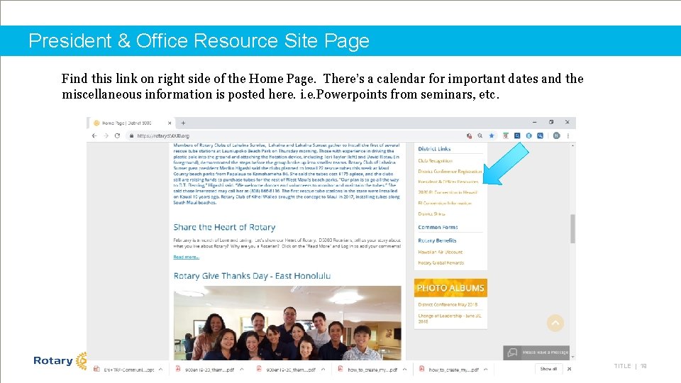 President & Office Resource Site Page Find this link on right side of the