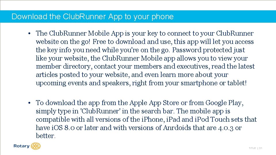 Download the Club. Runner App to your phone • The Club. Runner Mobile App