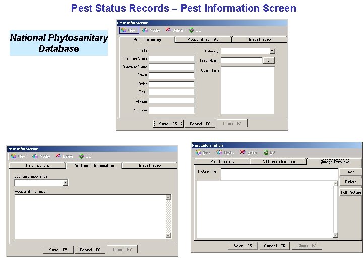 Pest Status Records – Pest Information Screen National Phytosanitary Database 