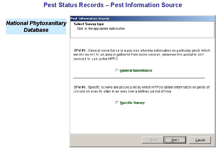 Pest Status Records – Pest Information Source National Phytosanitary Database 