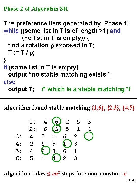 Phase 2 of Algorithm SR T : = preference lists generated by Phase 1;