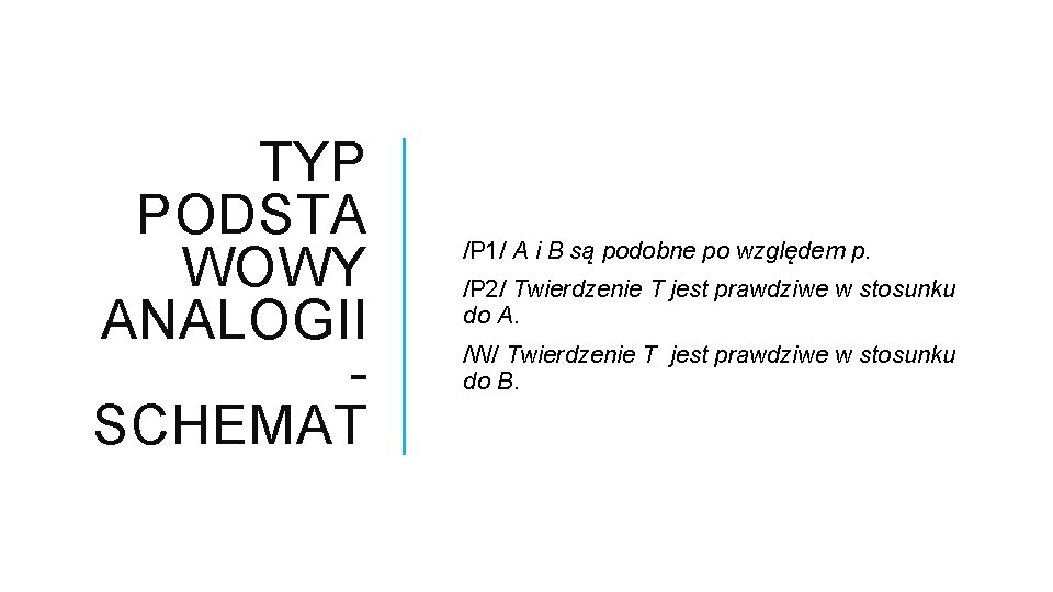 TYP PODSTA WOWY ANALOGII SCHEMAT /P 1/ A i B są podobne po względem