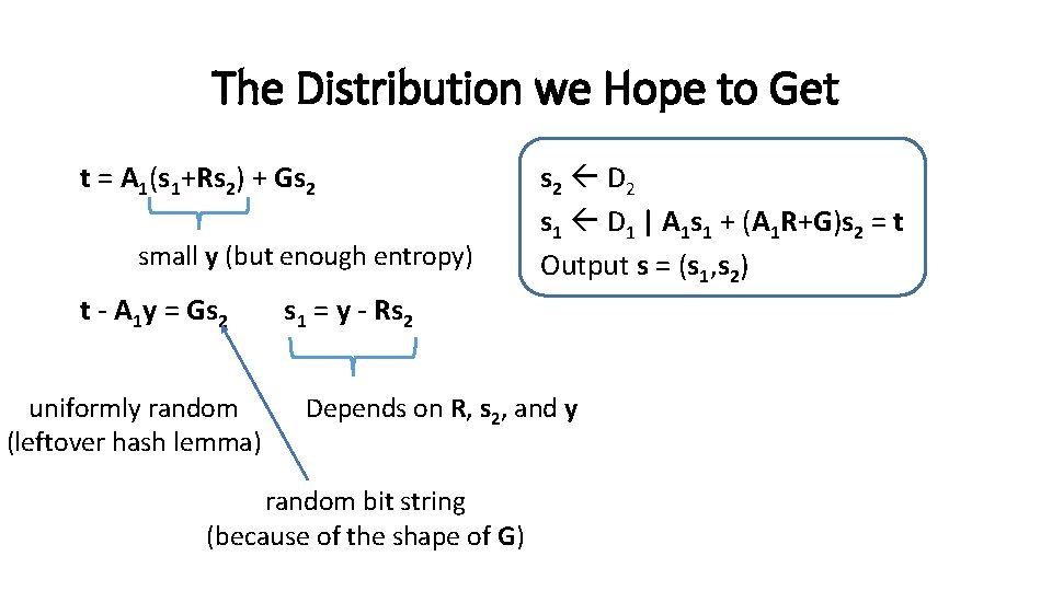 The Distribution we Hope to Get t = A 1(s 1+Rs 2) + Gs