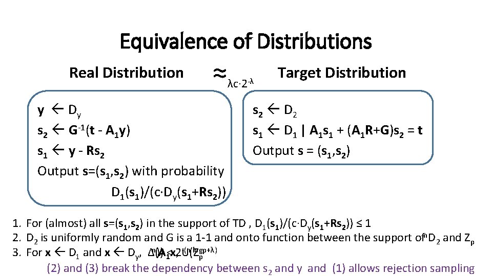 Equivalence of Distributions Real Distribution ≈ y Dy s 2 G-1(t - A 1