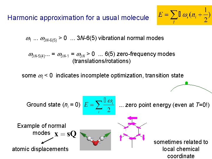 Harmonic approximation for a usual molecule 1. . . 3 N-6(5) > 0. .