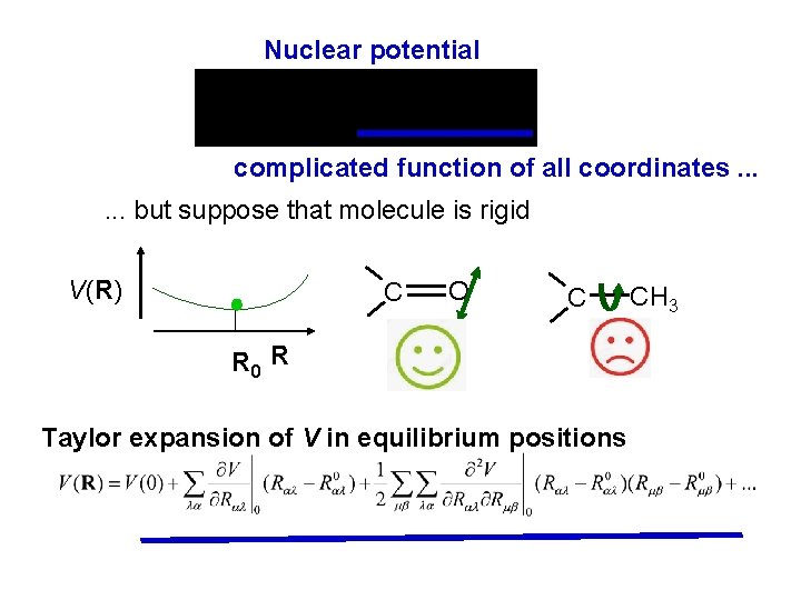 Nuclear potential complicated function of all coordinates. . . but suppose that molecule is