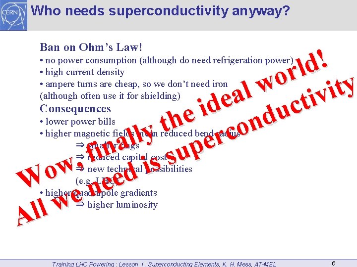 Who needs superconductivity anyway? Ban on Ohm’s Law! ! d l r o y