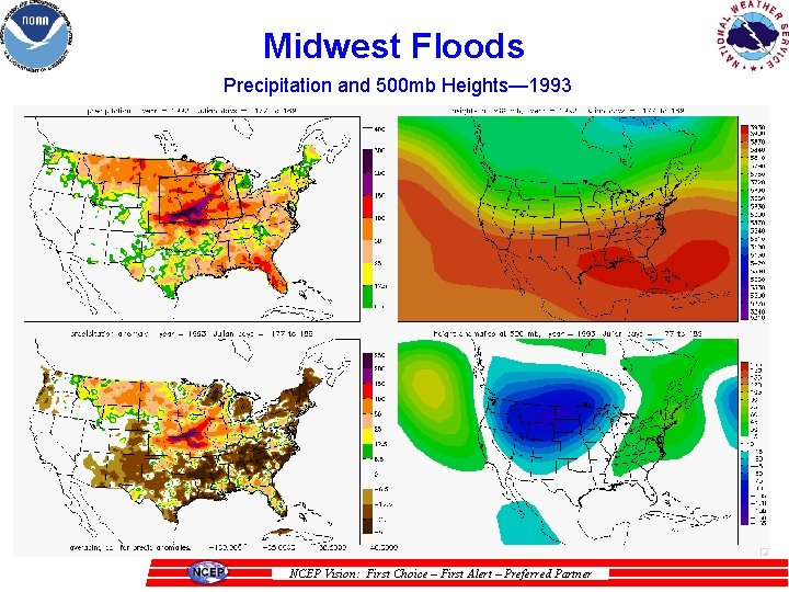 Midwest Floods Precipitation and 500 mb Heights— 1993 NCEP Vision: First Choice – First