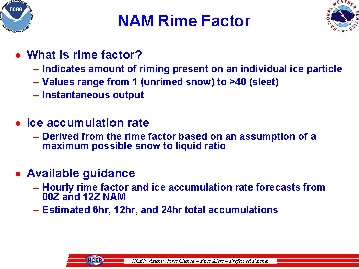 NAM Rime Factor · What is rime factor? – Indicates amount of riming present