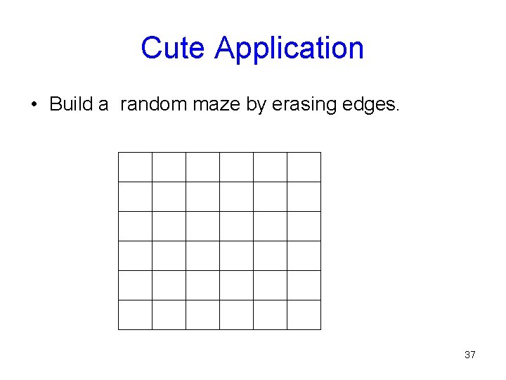 Cute Application • Build a random maze by erasing edges. 37 