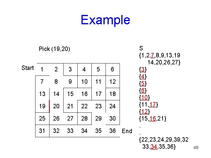 Example Pick (19, 20) Start 1 2 3 4 5 6 7 8 9