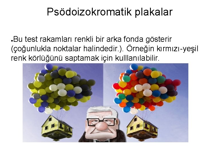 Psödoizokromatik plakalar Bu test rakamları renkli bir arka fonda gösterir (çoğunlukla noktalar halindedir. ).