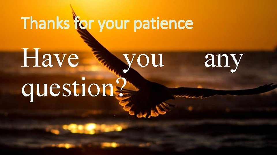 Thanks for your patience Have you question? any 